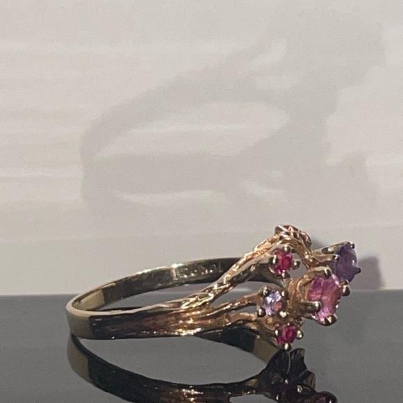 Solid 10k colorful gemstones ring - Picture 2 of 7